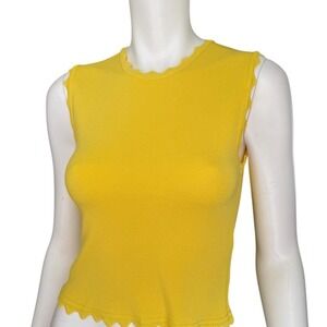 Zara Butter‎ Yellow Sleeveless Knit Hen Top Ribbed Fitted Tank M